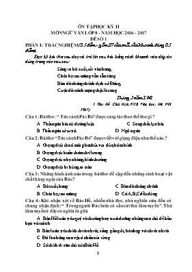 23 Đề kiểm tra học kì II Ngữ văn lớp 8 - Năm học 2016-2017